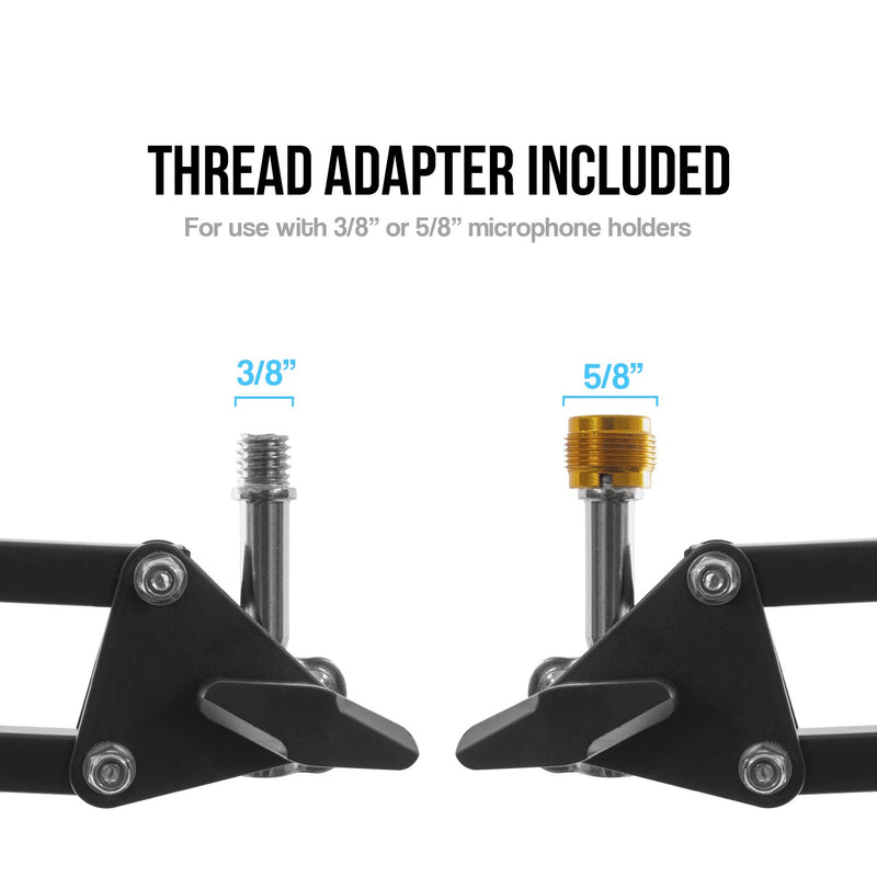 Tiger Adjustable Microphone Scissor Arm Suspension Boom Stand for Radio Broadcasting Studios, YouTube Videos, Voice-Over Studios, Stages and TV