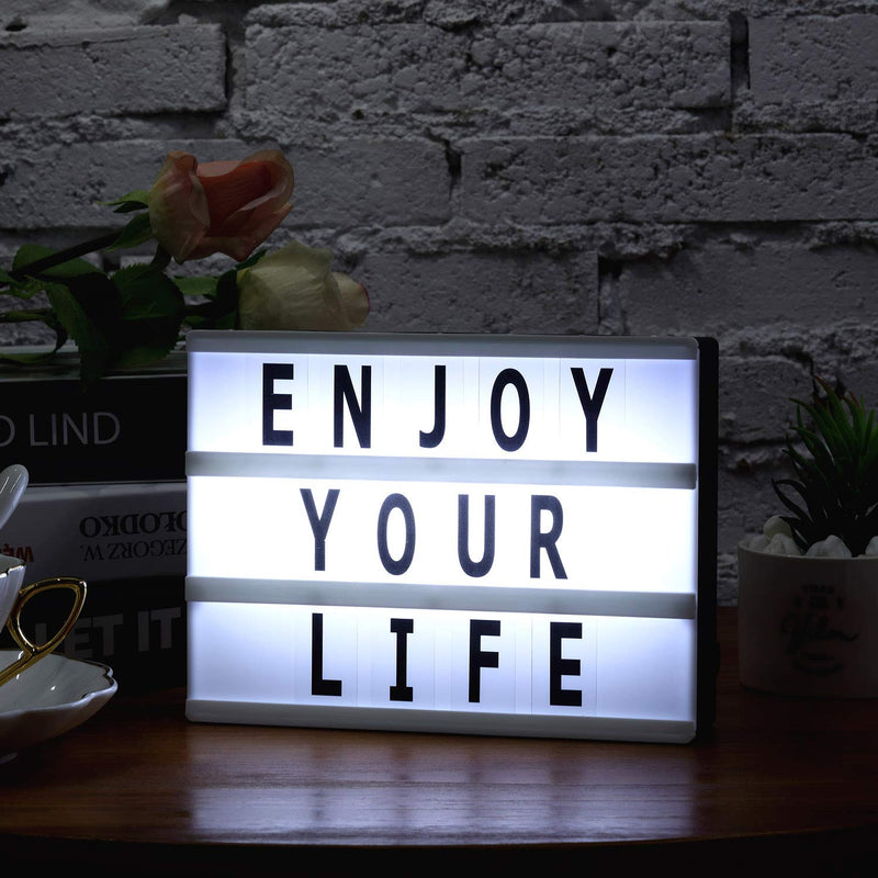 Outus Movie Light Box A5/ A4 LED DIY Cinema Light Box and 192 Letters Numbers Emojis Symbols for Home Holiday Party Decoration, USB or Battery Powered (A5, 15 x 20 x 4 cm/ 5.9 x 7.9 x 1.6 Inch) A5, 15 x 20 x 4 cm/ 5.9 x 7.9 x 1.6 Inch