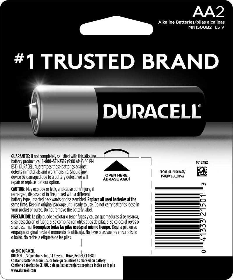 Duracell - CopperTop AAA Alkaline Batteries - long lasting, all-purpose Triple A battery for household and business - 2 Count