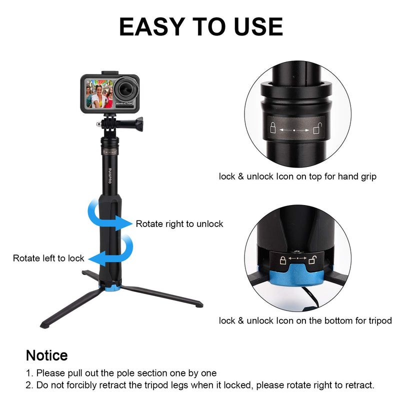 Selfie Stick for GoPro, CamGek [Upgraded Version] Extension Pole w/Stand & Live View Function, Sturdy GoPro Tripod Waterproof Monopod for GoPro Hero9/8/Max/7/6/5/4/Osmo Action and Others