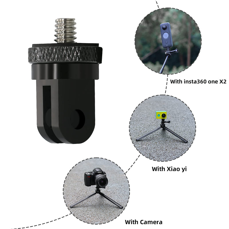 1/4 Inch Aluminum Metal Camera Mount Adapter,Conversion Camera Tripod Mount Compatible with GoPro Hero 10/9/8/7 Black,Sony Action Cameras and Other Standard 1/4 Accessories（2 Packs） Aluminum straight adapter