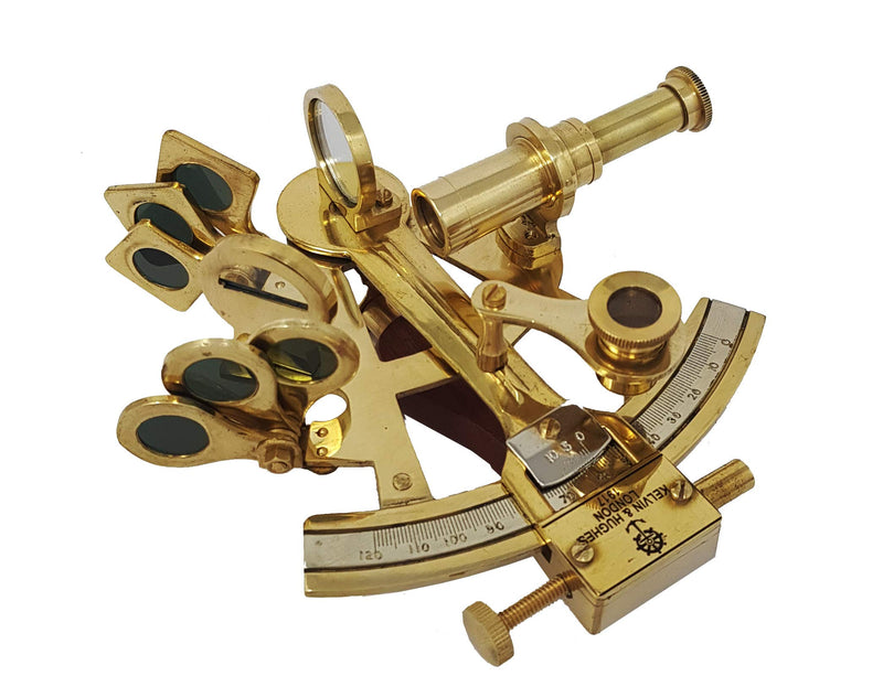 Brass Nautical - Sextant Brass Navigation Instrument Sextante Navegacion Marine Sextant in Hardwood Gift Box (4 inches, Shiny Brass)
