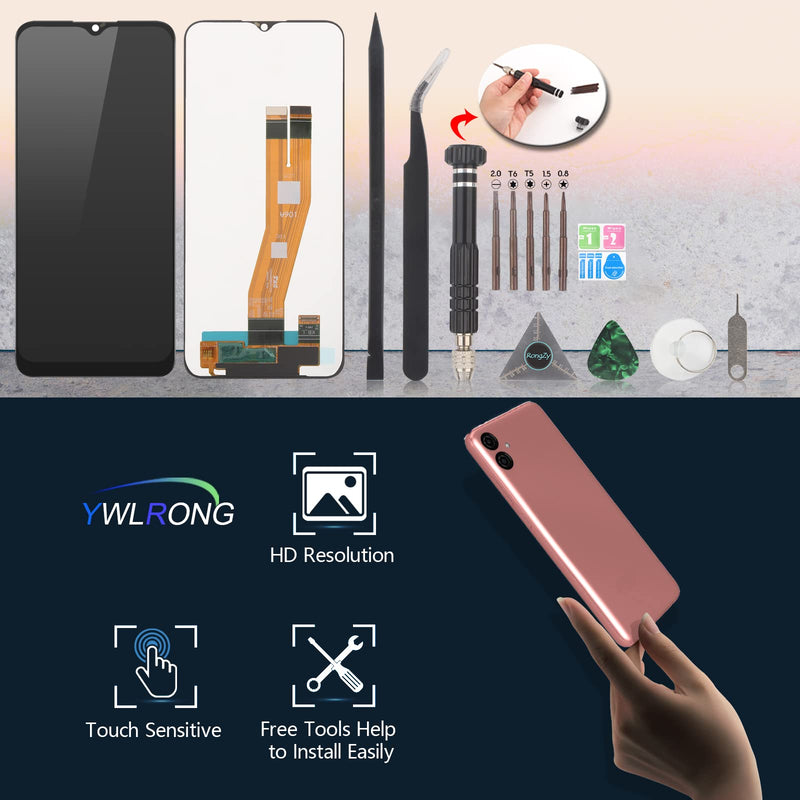 YWLRONG LCD for Samsung Galaxy A04e Screen Replacement Touch LCD Display Screen Digitizer Assembly for A042F A042M A042F/DS Replacement with Kit(Black)