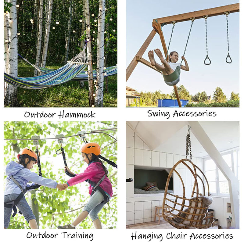 Uenede 2PCS 24" Length Stainless Steel Hanging Chair Chain with 4 Carabiners Load Bearing 400-800LB