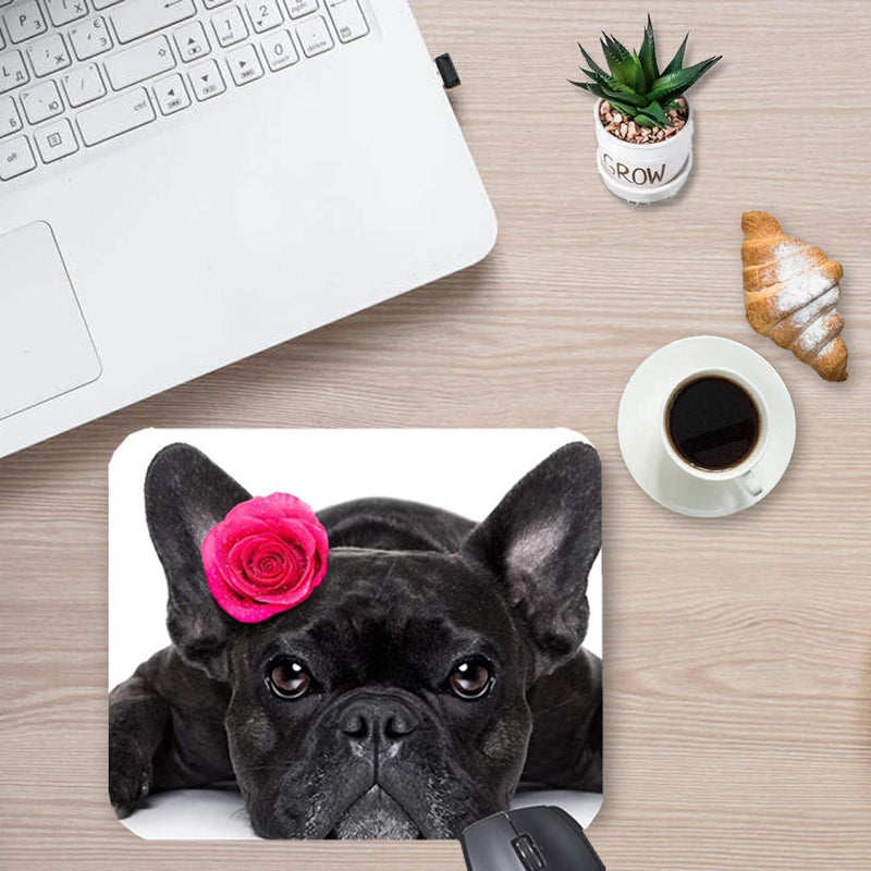 Dogs Roses French Bulldog Mouse Pads Stylish Office Accessories(9 x 7.5inch) 9 X 7.5"