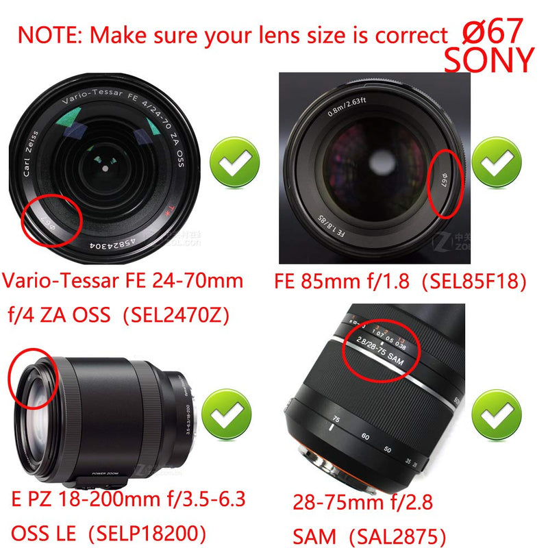 67MM Lens Cap Cover for Canon 77D 90D w/ EF-S 18-135mm Lens Cap Nikon D750 D780 w/ 18-105mm 16-85mm Lens Cap [2 Pack]