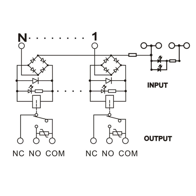 GAEYAELE 4 Channel 1 SPDT DIN Rail Mount 12V 24V DC/AC Interface Relay Module (FY-T734-24VACDC) FY-T734-24VACDC