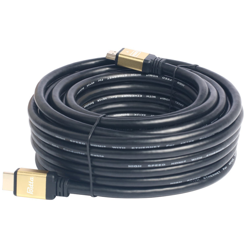 HDMI Cable(30 Feet) Postta HDMI 2.0V Support 4K 2160P,1080P,3D,Audio Return and Ethernet - 1 Pack(Golden) 30FT Golden