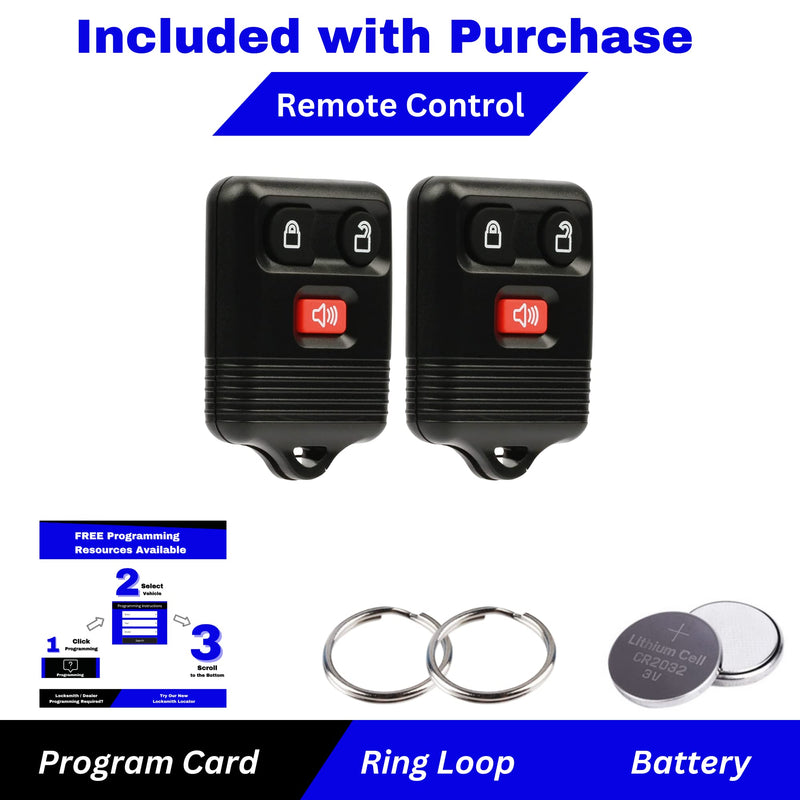 KeylessPros 3-Button Replacement Key Fob Keyless Entry Remote, Fits Ford, Lincoln, Mercury, Mazda F150 F250 F350 Escape Expedition Explorer Ranger, CWTWB1U345 (2-Pack) 3-BTN x 2