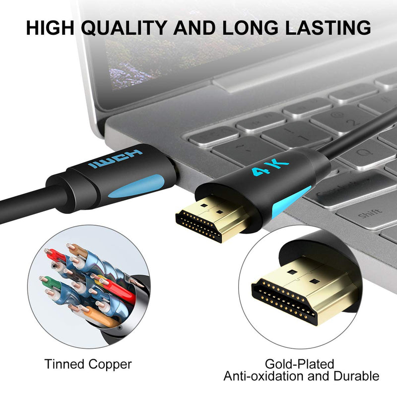 TESmart HDMI Cable 4K@60Hz 10ft with Ethernet High Speed 18 Gbps HDMI Cords Support 3D Video, ARC,HDCP and HDR, 30AWG HDMI Cables Compatible with UHD TV, Blu-ray, PS4, PS3, PC（10ft）