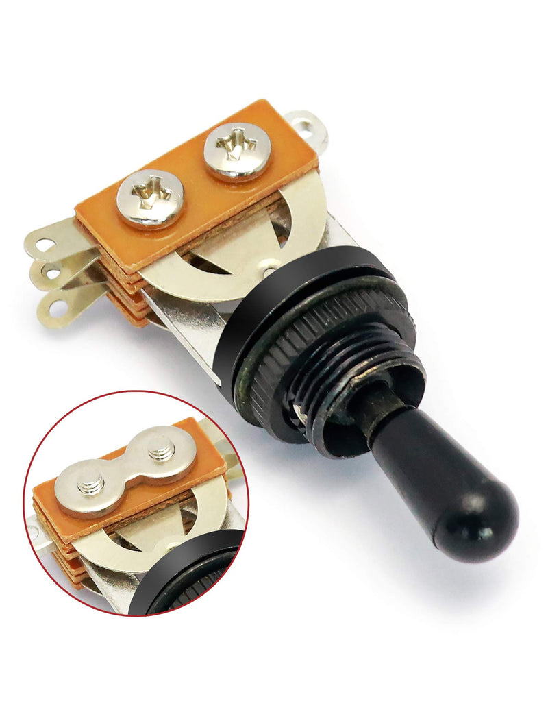 Metallor Guitar Toggle Switch Pickup Selector Switch 3 Way Short Straight with Black Tip Knob Compatible with Les Paul LP Style Electric Guitar Parts Replacement.