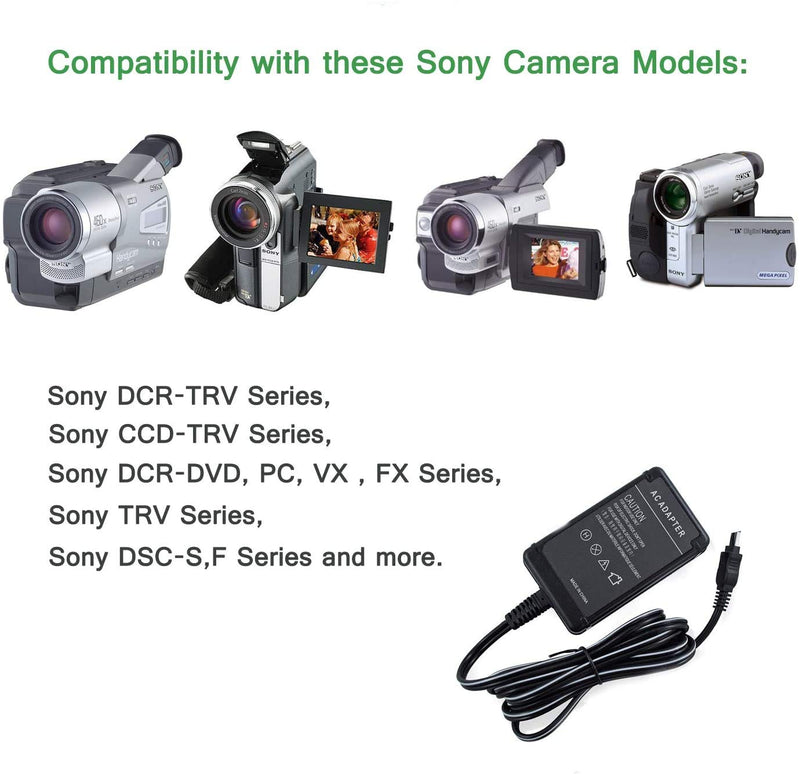 AC-L100 Power Adapter Charger Kit Replacement Sony AC-L100 AC-L15 AC-L10 AC-L15A AC-L10A for Handycam DCR-TRV MVC-FD DSC-S30 DSC-F707 DSC-F717 DSC-F828 Cameras