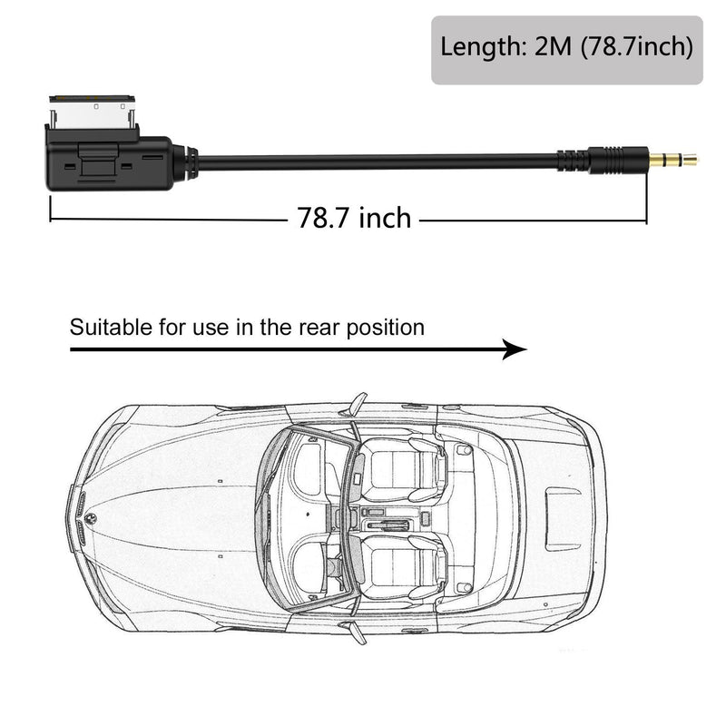 CHELINK Music Interface AMI MMI AUX 3.5mm Jack Aux-in MP3 Adapter Cable for Audi A3/A4/A5/A6/A8/Q5/Q7/R8/TT,vw J-etta GTI GLI J-etta P-assat Cc Ti-guan T-ouareg EOS Golf Mk 6, etc. (Audi 2 M) AUDI 2 M