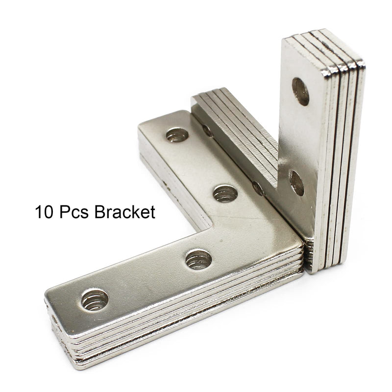 10 Sets Aluminum Extrusion L Brackets 10Pcs 2020 Aluminum Profiles Joint Brackets Plate Connector with 40Pcs M5 T Slot Nuts and Bolts for T Slot Rail 2020 T Slot Aluminum Extrusion