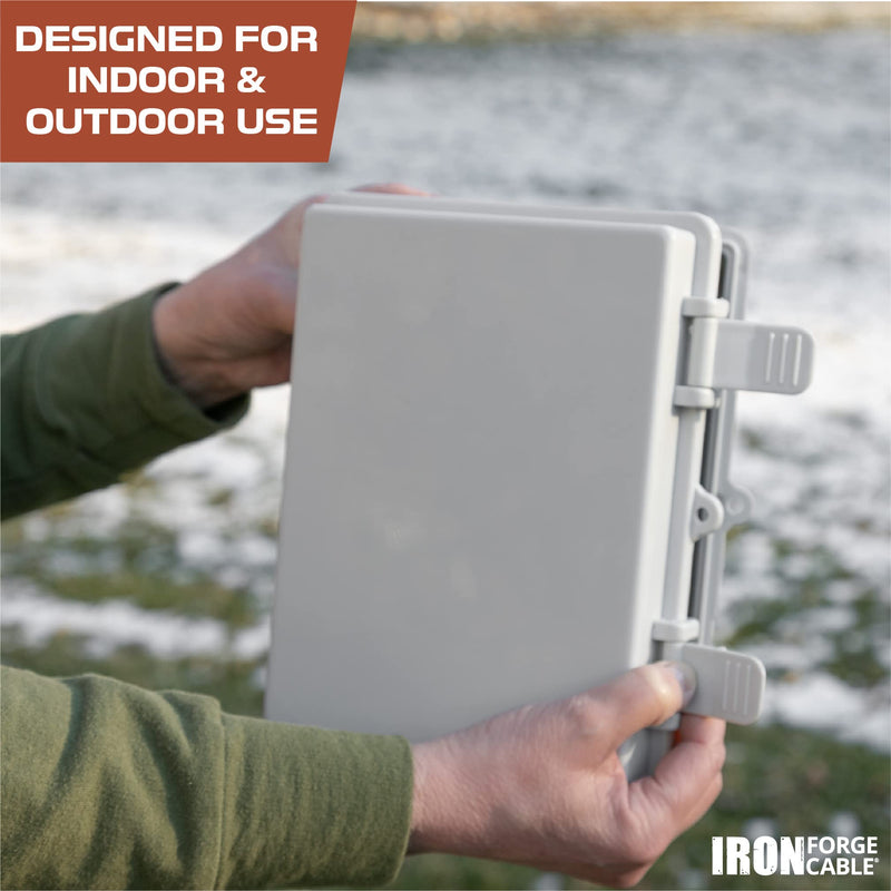 Outdoor Electrical Junction Box - 9 x 7 Inch Dustproof Waterproof Plastic Universal Durable Hinged Project Enclosure 9 x 7 x 4in