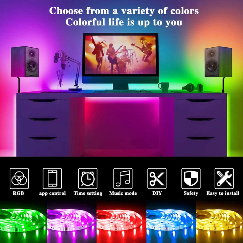 [AUSTRALIA] - LED Strip Ligths,GIAKE 16.4Ft Smart Led Lights Strip SMD5050 Music Sync Color Changing RGB Lights APP Bluetooth Control + 24Key Remote, LED Lights for Bedroom Party Home 