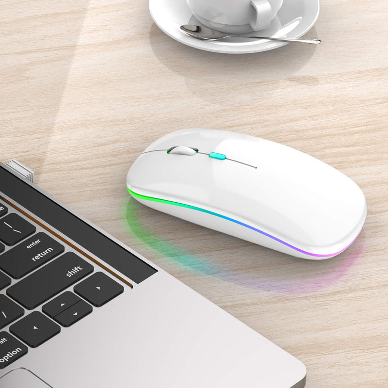 Bluetooth Mouse for ipad,Bluetooth Mouse for MacBook Air/Mac/MacBook Pro/Mini/ipad Pro/iMac/Laptop,Rechargeable Wireless Mouse for MacBook Air/MacBook pro Chromebook Laptop PC (White) White