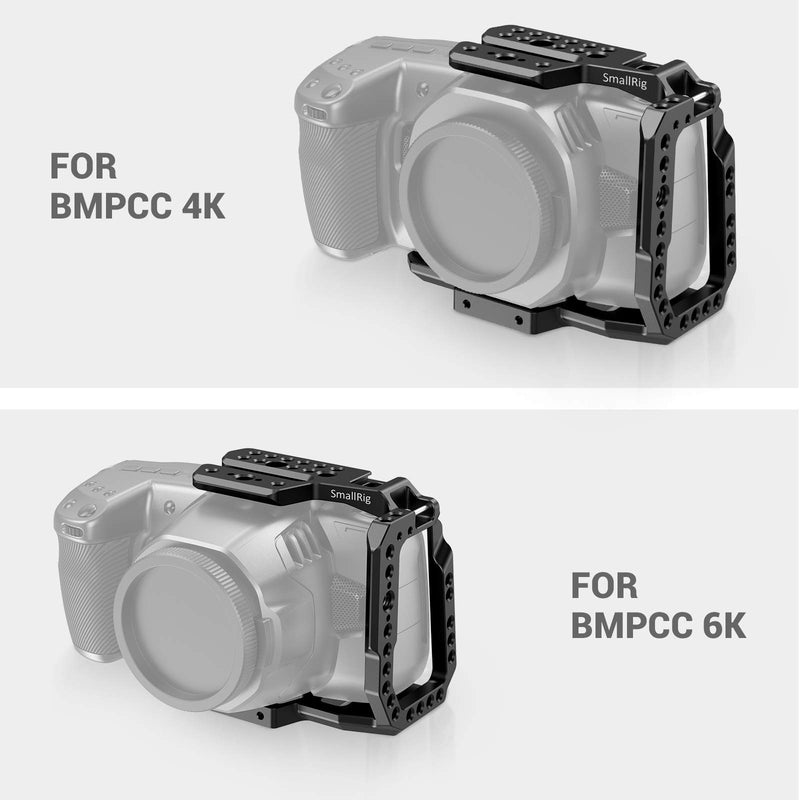 SmallRig BMPCC 4K/6K Half Cage Compatible with Blackmagic Pocket Cinema Camera 4K/6K, Half Cage with Anti-Twist Mechanism and Built-in NATO Rails CVB2254B