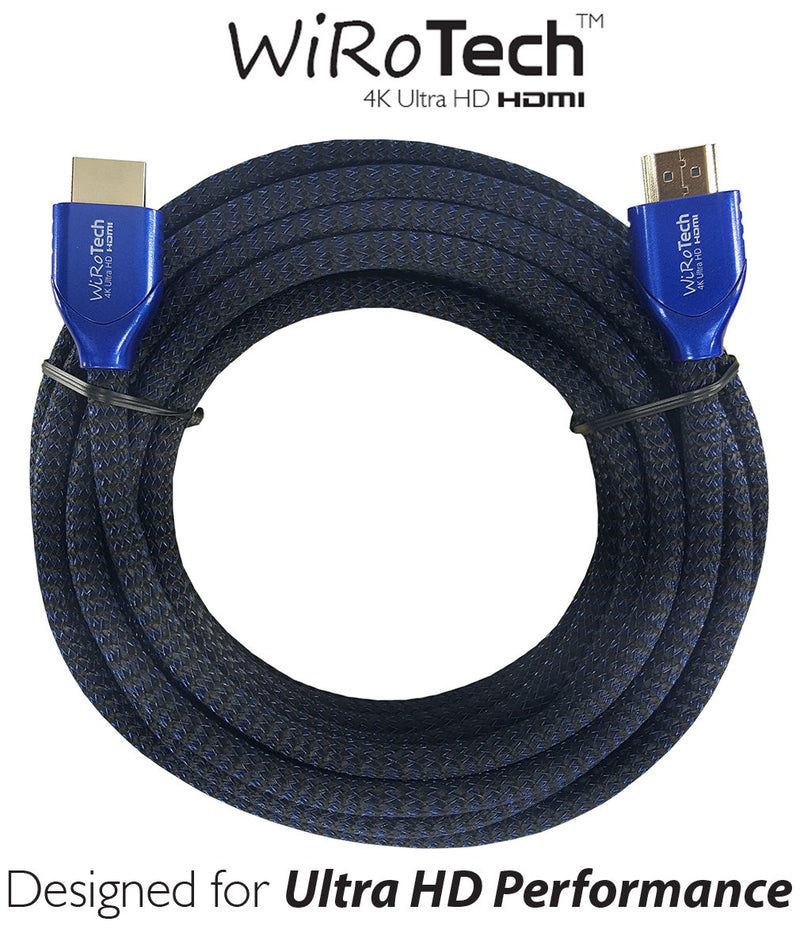 WiRoTech HDMI Cable 4K Ultra HD with Braided Cable, HDMI 2.0 18Gbps, Supports 4K 60Hz, Chroma 4 4 4, Dolby Vision, HDR10, ARC, HDCP2.2 (25 Feet, Blue) 25 Feet