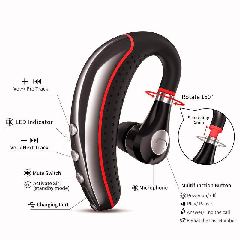 Bluetooth Headset 5.0,CANDEO High-Fidelity Audio Wireless Bluetooth Earpiece Hands Free Business Earphones with Noise Reduction mic,Compatible iPhone,Android Cell Phones Other Bluetooth-enabled Device