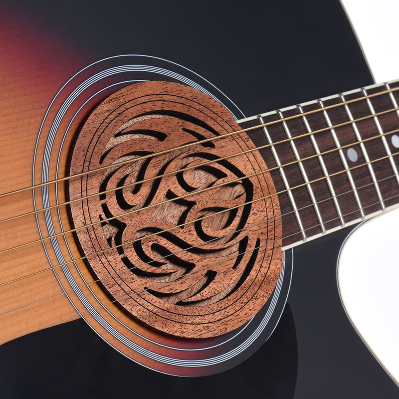 ammoon Guitar Wooden Soundhole Sound Hole Cover Block Feedback Buffer Mahogany Wood for EQ Acoustic Folk Guitars 8#