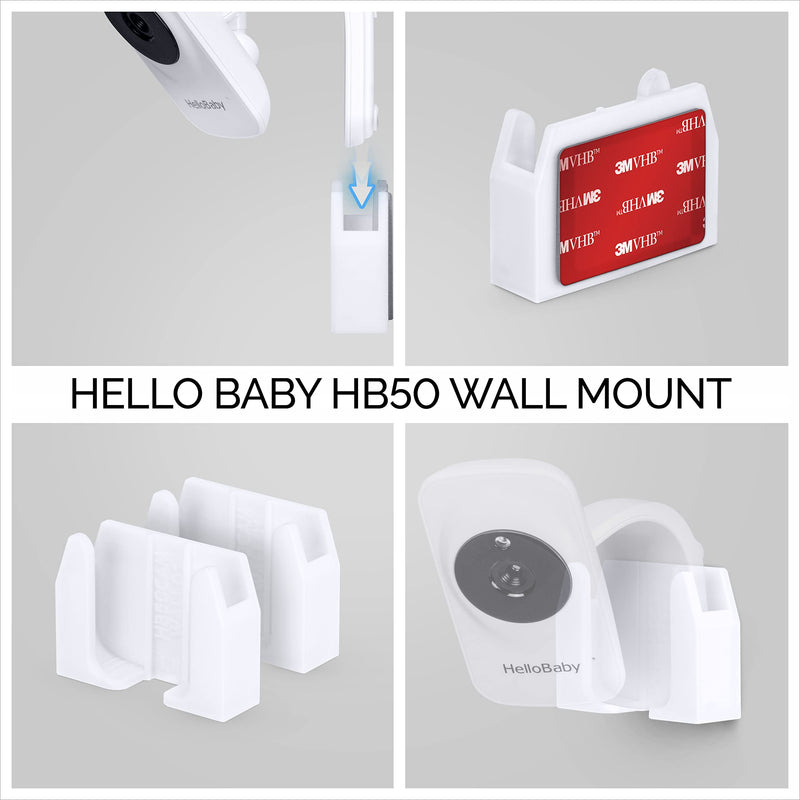 Wall Mount for HB50, (2 Pack), Adhesive Holder for Hello Baby Monitor Camera Installs in Minutes, No Mess Hanger Bracket by Brainwavz (White)