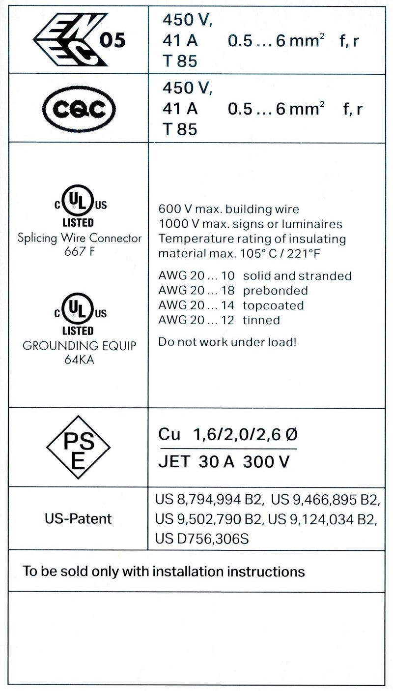 Wago 221-613 LEVER-NUTS 10AWG 3 Conductor Compact Wire Connectors 30 PK Pack of 30