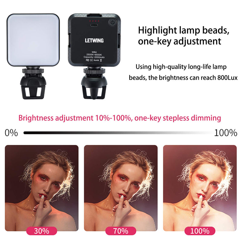 Video Conference Lighting Kit,LETWING W64 Glow Light for Streamers,Zoom Lighting,Remote Working,Lighting Accessory for Laptop,Dimmable & Rechargeable LED Video Fill Light with Computer Clip