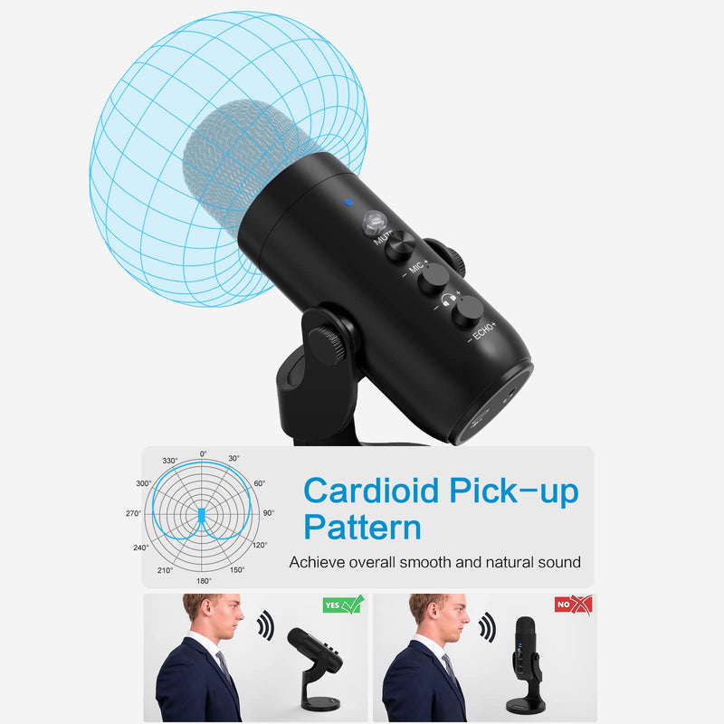 [AUSTRALIA] - ZealSound USB Microphone,Condenser Computer PC Mic,Plug&Play Gaming Microphones for PS 4&5.Headphone Output&Volume Control,Mic Gain Control,Mute Button for Vocal,YouTube Podcast on Mac&Windows(Black) 