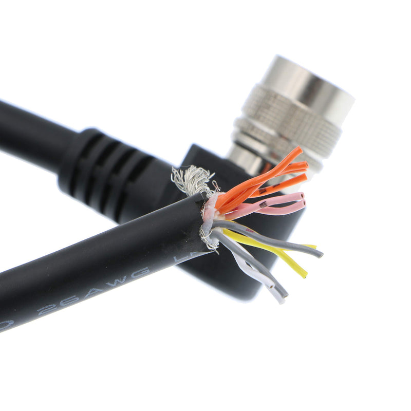 Alvin's Cables 12 Pin Hirose Female Right Angle to Open End Shield Cable for Sony Basler Cameras 3 meters