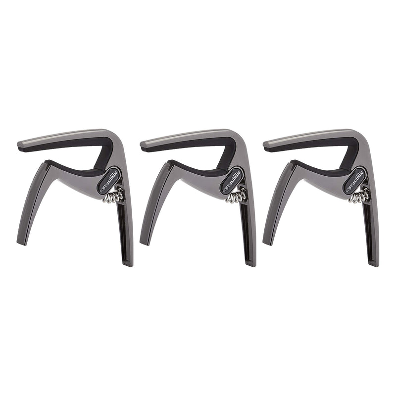 AmazonBasics Zinc Alloy Guitar Capo for Acoustic and Electric Guitar, Black, 3-Pack