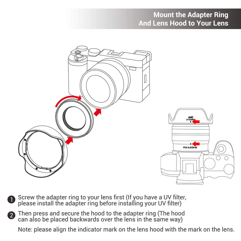 Petal Style Screw in Lens Hood Shade for Sony FE 28-60mm f/4-5.6 Lens and Sony E PZ 16-50mm f/3.5-5.6 OSS Lens on Sony A7C A6400 A6300 A6100 A6000 Includes a 40.5mm Aluminum Adapter Ring