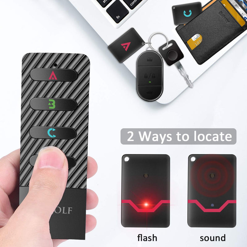 OOWOLF Key Finder, Wireless RF Item Locator Anti-Lost Alarm Item Tracker Finder Loud Beeping Sound with 4 Receivers Rechargeable for Car Keys, TV Remote, Wallet, Phone