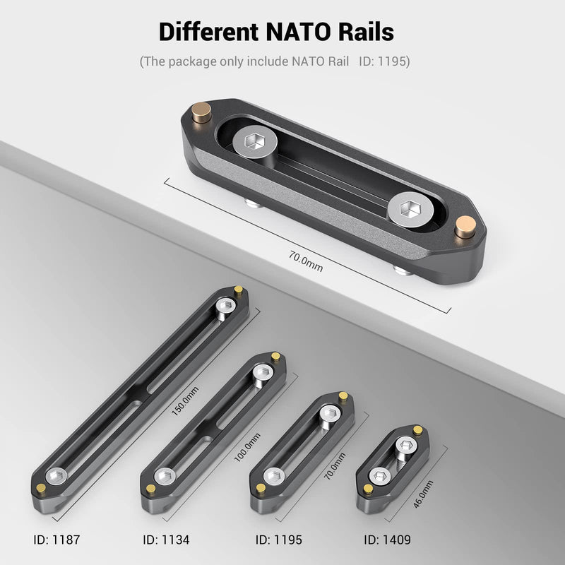 SMALLRIG Quick Release Safety NATO Rail 7cm Long with Spring Loaded Pins for RED Epic / Scarlet, Black Magic Camera, NATO Rail Rigs - 1195 7 cm