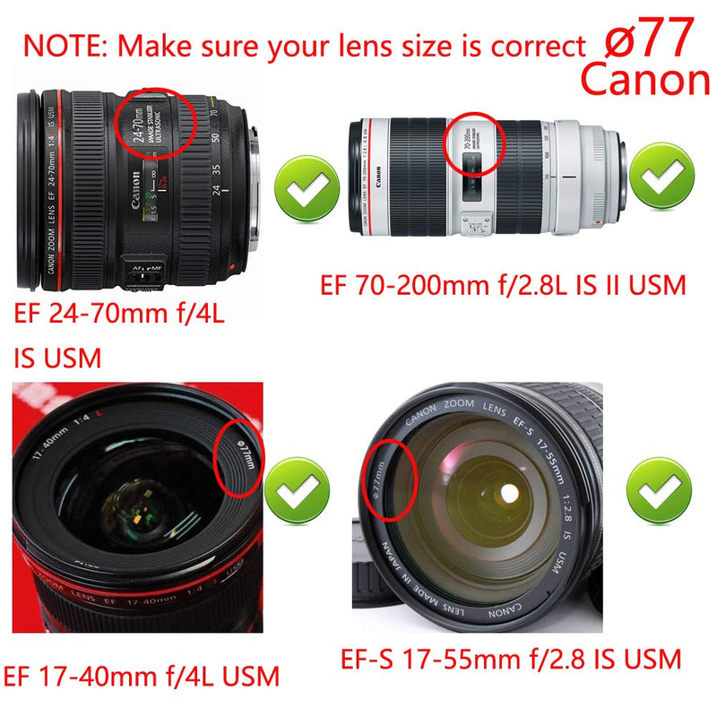 [2-Pack] R5 R6 Lens Cap [77mm] for Canon EOS R5 R6 RP w/RF 24-105mm, for Sony FE 85mm f/1.4 GM Lens