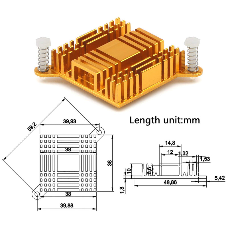 Unxuey 6Pcs Set Aluminum Heat Sink South Bridge North Bridge Radiator Cooling Fin Motherboard chip Cooler with Fixing Hole for IC Chipset Module Cooler Gold