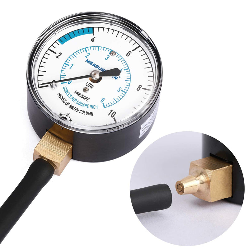 MEASUREMAN Natural Gas or LP Gas Manifold Pressure Test Kit, 0-10"W.C, 1/4"NPT, 40" Length Hose 0-10inH2O Pressure Test Kit