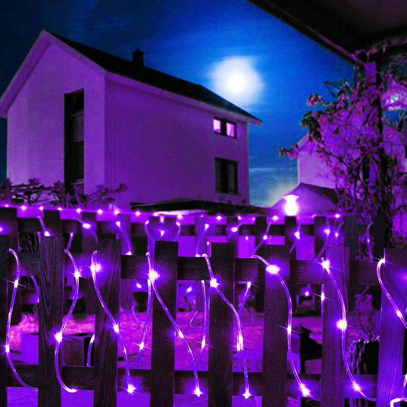 [AUSTRALIA] - JMEXSUSS 8 Modes Solar Powered Light Rope,39.4 ft 120 LED Outdoor Solar Rope Lights,Waterproof Solar Rope Tube for Garden, Fence, Yard, Party, Wedding,Christmas Tree Decor(Purple) Purple 
