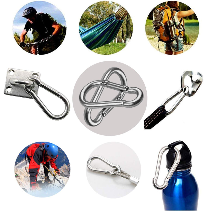 CBTONE 8 Pack 3 Inch Spring Snap Hook Stainless Steel 304 Carabiner Clips Heavy Duty Quick Link Hook for Outdoor Camping Hiking Hammock Swing (M8 x 80mm)