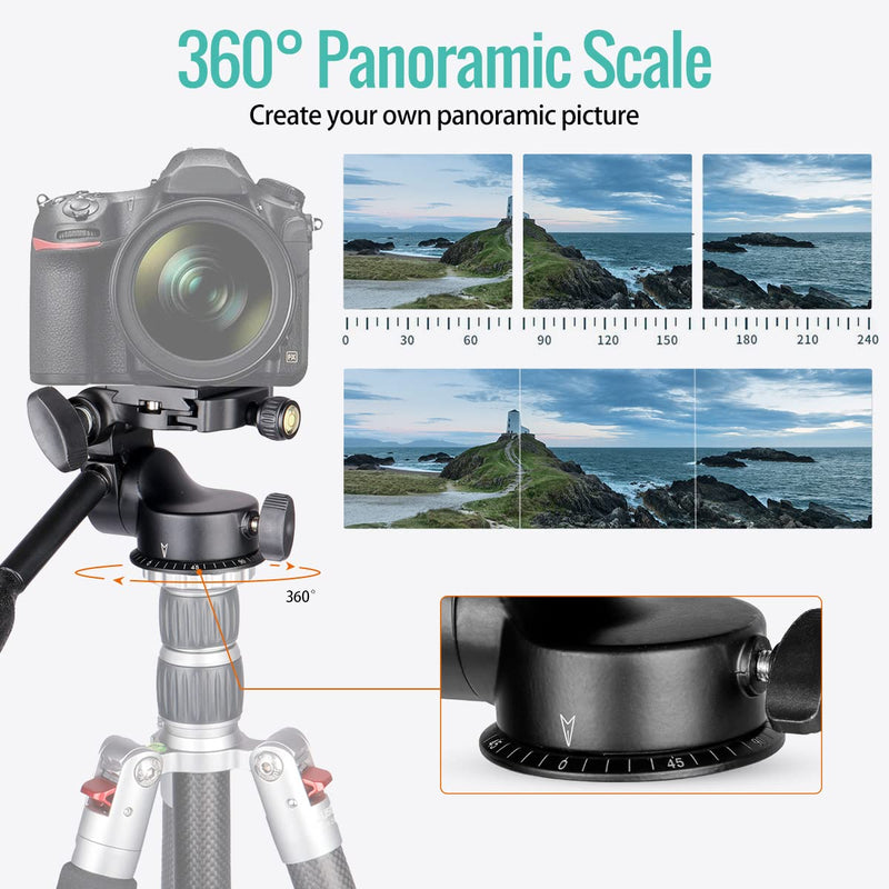Koolehaoda Tripod Pan Head 360°Single Handle Hydraulic Damping Three-Dimensional Head with Quick Release Plate for Tripod, Monopod, DSLR Camera, Camcorder KQ-88