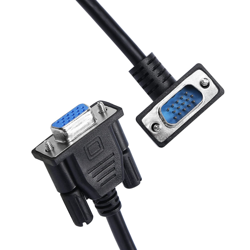RIIEYOCA 90 Degree VGA Cable, Down Angle VGA Male to VGA Female Cable 1080P Full HD Computer Monitor Cable 0.5M (Down) WGA male to female (Down)