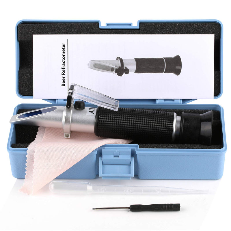 Beer Wort Refractometer for Homebrewing Beer, Dual Scale Specific Gravity 1.000-1.120 and Brix 0~32%, Beerbrewing Refractometer Hydrometer with (ATC) Autoction Temperature Compensation