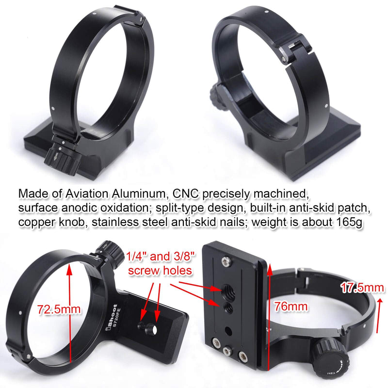 Latest Metal Lens Support Collar Tripod Mount Ring for Sony FE 70-200mm f/4 G OSS SEL70200G -Bottom is Camera Quick Release Plate