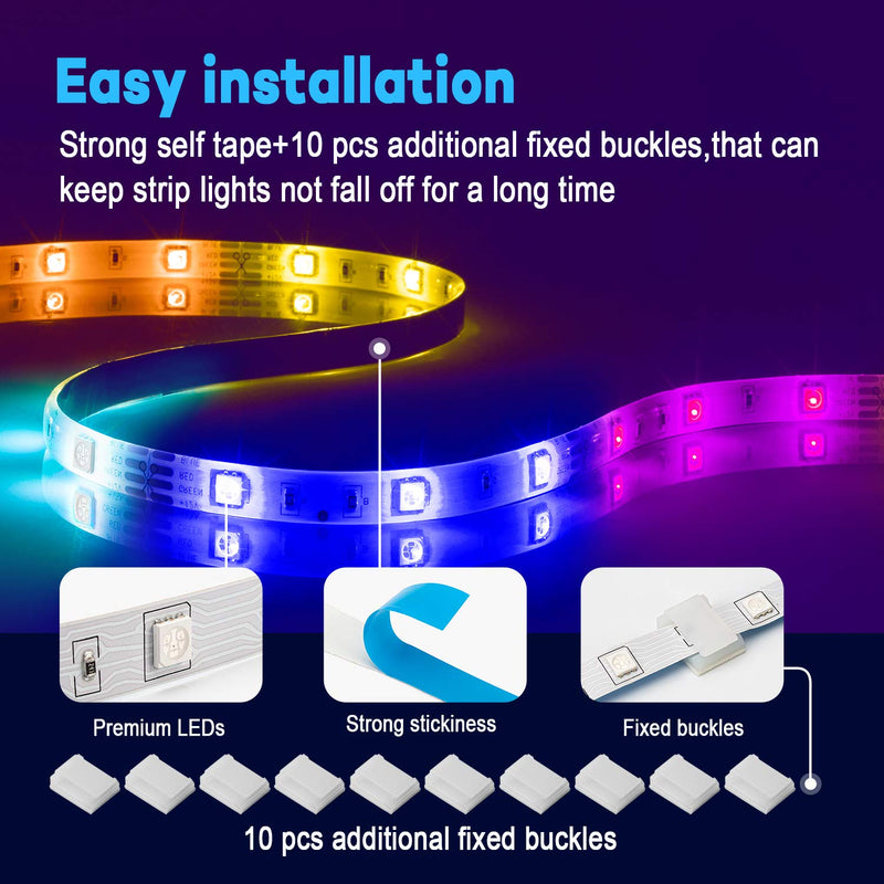 [AUSTRALIA] - MUMUXI LED Strip Lights, 32.8ft Music Sync Color Changing Led Light Strip with 44 keys Music Remote Control and 12V Power Supply, RGB 5050 SMD 300 LED Flexible Tape lights for Room, Bedroom, Bar, Home 