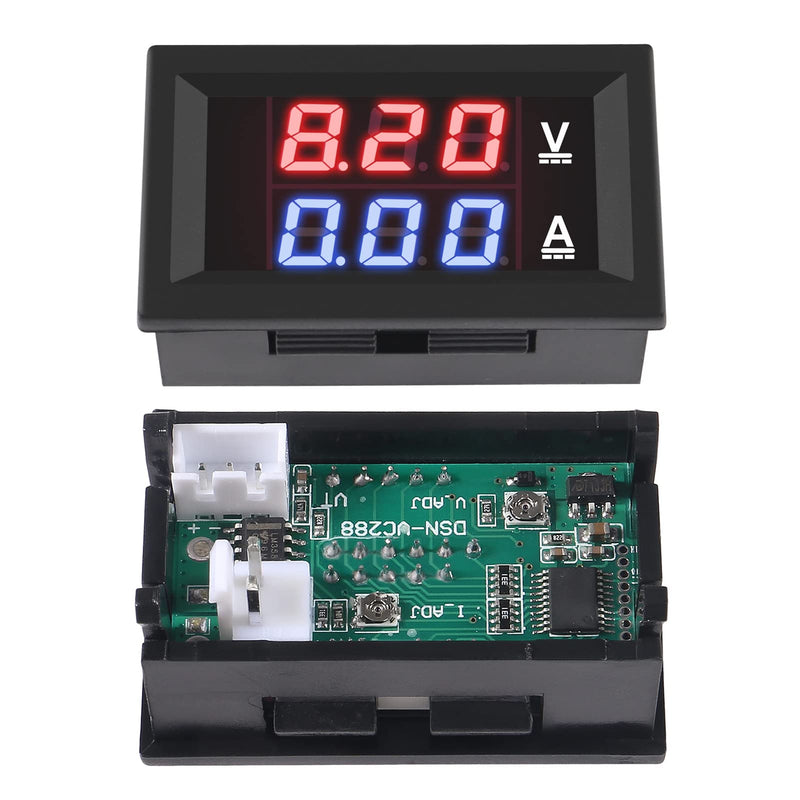 Aobao 2pcs 0.28'' Digital Volt Amp Voltmeter Ammeter Meter DC 0-100V 50A Red Blue Dual LED Display Voltage Amperage Current Meter 2 in 1 Tester with 50A/75mV Shunt