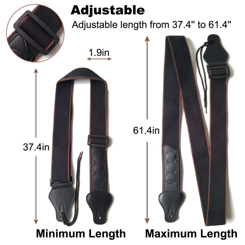 Musicistrel Guitar Strap 100% Soft Cotton with Neck Strap Button, 1 Pair Strap Locks and 3 Guitar Picks, For Bass Electric & Acoustic Guitars (Black)