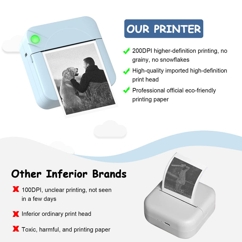 [AUSTRALIA] - MGT, Pocket Mini Printer - MGT Portable Wireless Bluetooth Thermal Photo for iOS Android Mobile Phone, Inkless Printing Gift Study Notes Label Receipt, 6 Rolls Paper, 