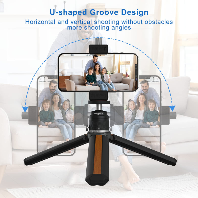 Poyinco Camera Tripod Mini Ball Head with 1/4" Hotshoe Mount Adapter 360 Degree Rotatable Aluminum Tripod Head for Monopod DSLR Cameras Phone Gopro Max Load 6.6lbs/3kg 2 U-shaped slots