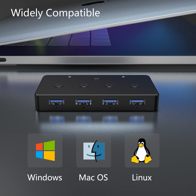 [AUSTRALIA] - ACASIS KVM Switch,USB 3.0 Switcher 2 Computers Share 4 USB 3.0 Ports for Mouse, Keyboard,Printer and More,USB Switch Compatible with Mac/Windows/Linux 