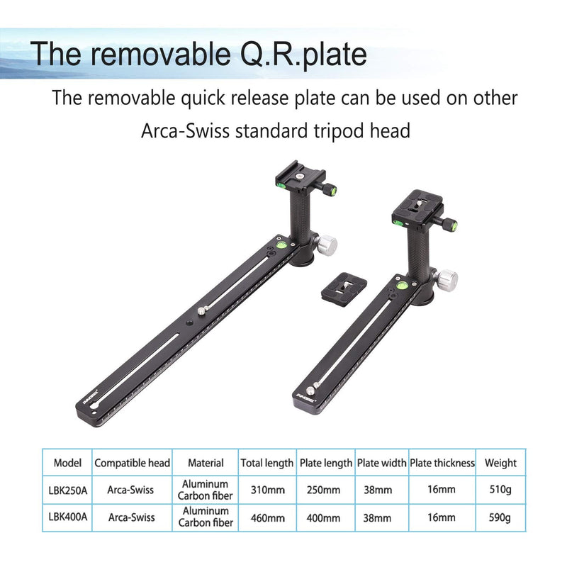 Long Focus Telephoto Lens Bracket Lengthened Quick Release Plate Camera Clamping Pillar Tripod Head Bird Watching (250mm, Arca Swiss) 250mm. Arca Swiss